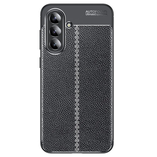 For Samsung Galaxy A56 5G Case Litchi Texture TPU Flexible Phone Cover, Black - 1
