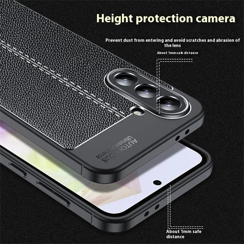 For Samsung Galaxy A56 5G Case Litchi Texture TPU Flexible Phone Cover, Black - 7