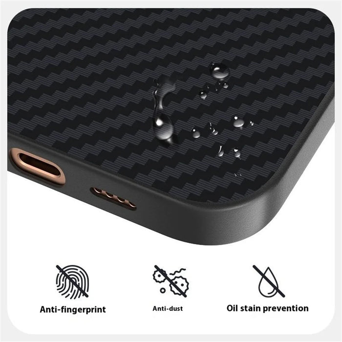 For iPhone 16 Pro Case Compatible with MagSafe Carbon Fiber Texture Leather + PC Phone Cover - Blue - 3