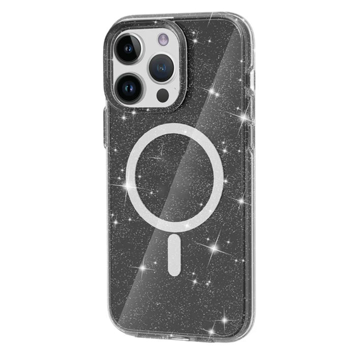 For iPhone 13 Pro Case Compatible with MagSafe Glitter Powder PC + TPU Phone Cover - Black - 2