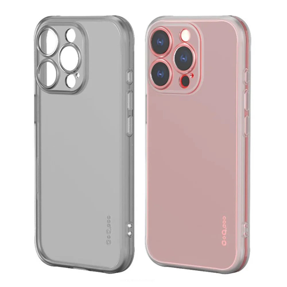 Q.COO For iPhone 16 Pro Max Case Drop Protection TPU Protective Phone Back Cover - Transparent Black - 1