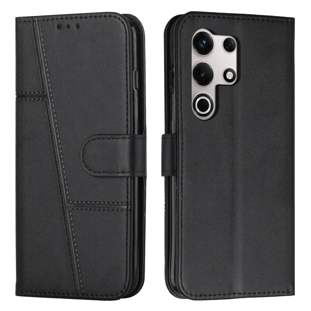 For itel S25 Ultra Case Leather Stand Protective Phone Cover - Black - 1