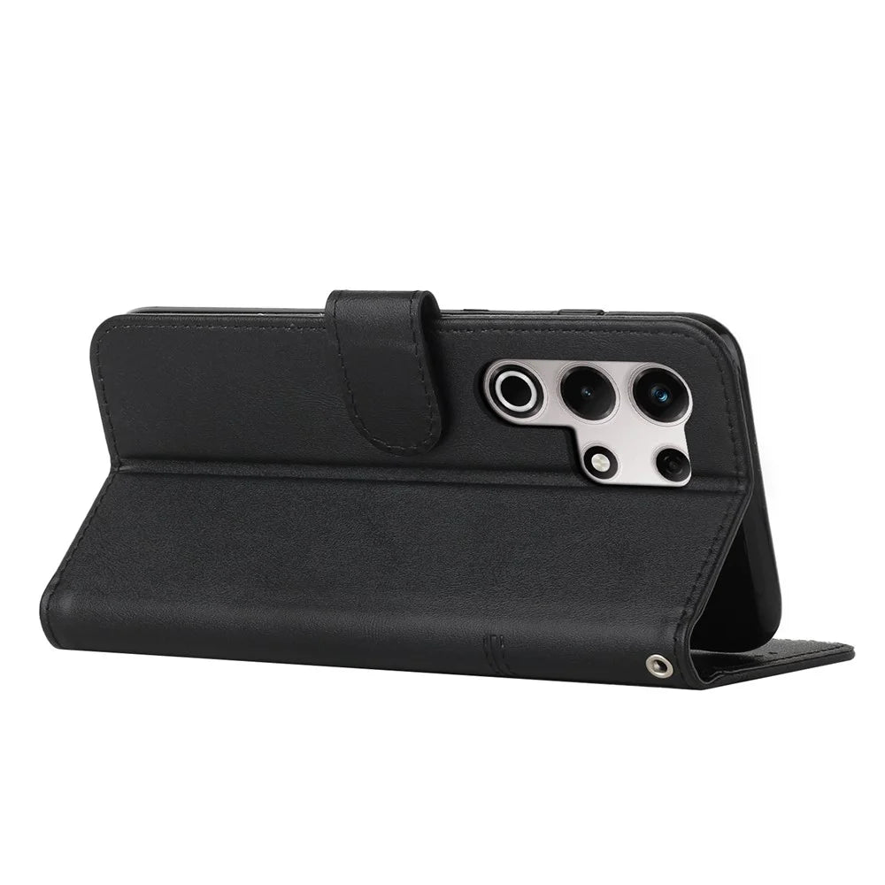 For itel S25 Ultra Case Leather Stand Protective Phone Cover - Black - 3