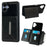 For Samsung Galaxy A06 5G / A06 4G Case Card Bag Kickstand TPU + PU Phone Cover - Black - 1
