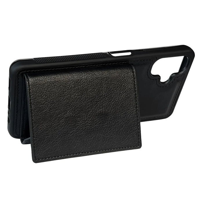 For Samsung Galaxy A06 5G / A06 4G Case Card Bag Kickstand TPU + PU Phone Cover - Black - 3