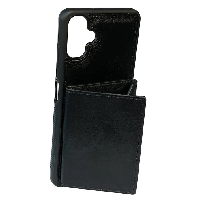 For Samsung Galaxy A06 5G / A06 4G Case Card Bag Kickstand TPU + PU Phone Cover - Black - 4