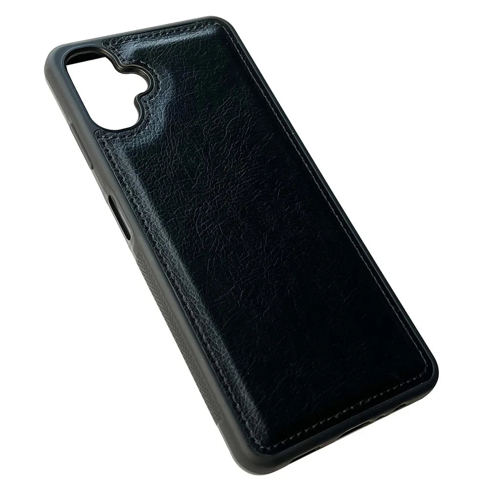 For Samsung Galaxy A06 4G Case Calf Texture PU Leather Anti Fingerprint Back Phone Cover - Black - 2