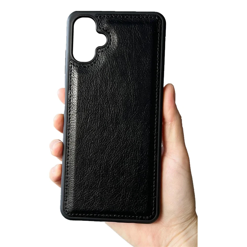 For Samsung Galaxy A06 4G Case Calf Texture PU Leather Anti Fingerprint Back Phone Cover - Black - 3