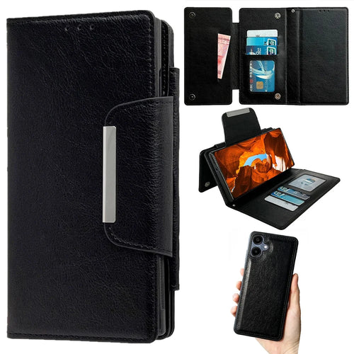 For Samsung Galaxy A06 5G / A06 4G Detachable Cover PU Leather 2 in 1 Magnetic Wallet Phone Case - Black - 1
