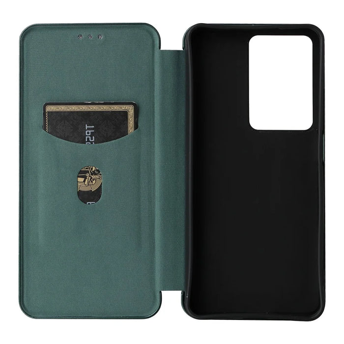 For Realme C75 4G Case Carbon Fiber Texture Drop-Proof PU Leather Phone Cover - Green - 4