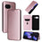 For Google Pixel 9a Case Carbon Fiber Texture Drop-Proof PU Leather Phone Cover - Rose Gold - 7