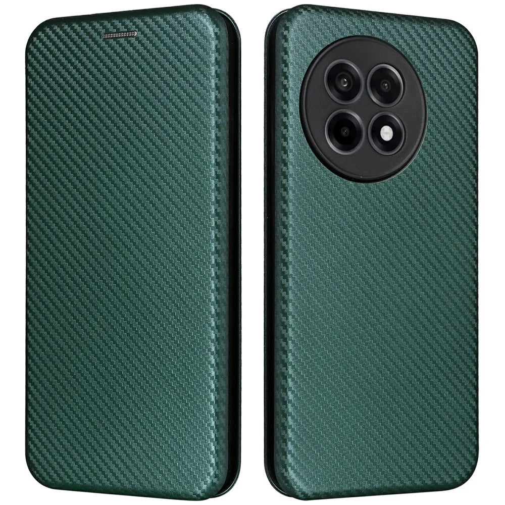 For OnePlus Ace 5 Pro 5G Case Carbon Fiber Texture Drop-Proof PU Leather Phone Cover - Green - 1