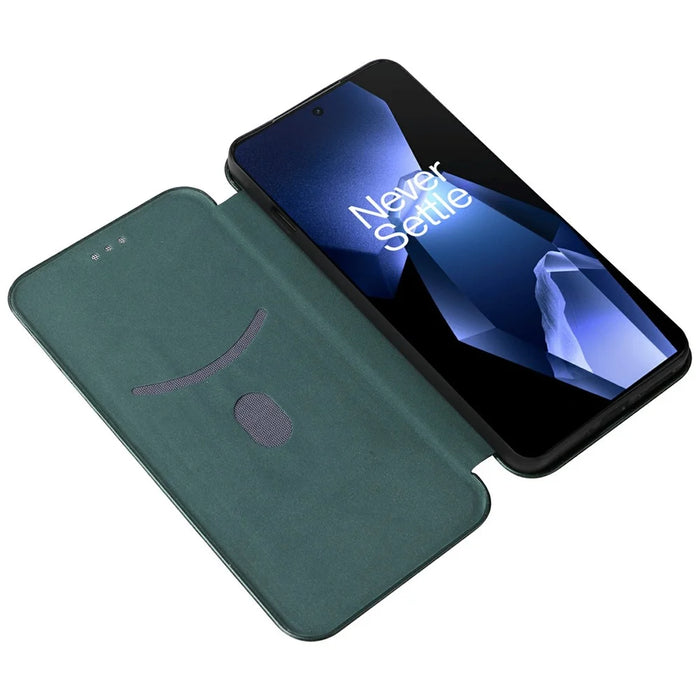 For OnePlus Ace 5 Pro 5G Case Carbon Fiber Texture Drop-Proof PU Leather Phone Cover - Green - 2