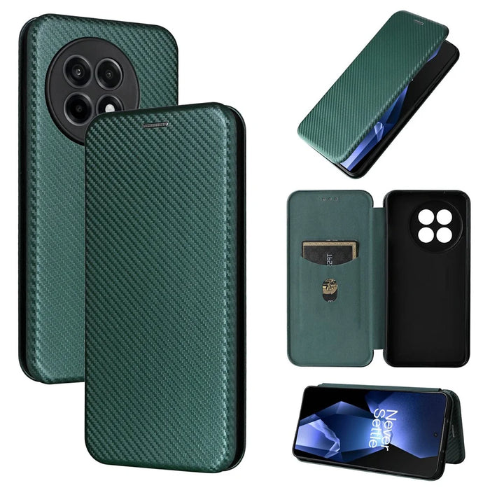 For OnePlus Ace 5 Pro 5G Case Carbon Fiber Texture Drop-Proof PU Leather Phone Cover - Green - 7