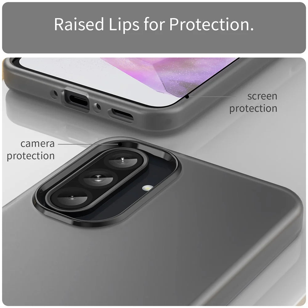 For Samsung Galaxy A36 5G / A56 5G Case TPU + PC Phone Back Cover Matte Translucent Design - Black - 6