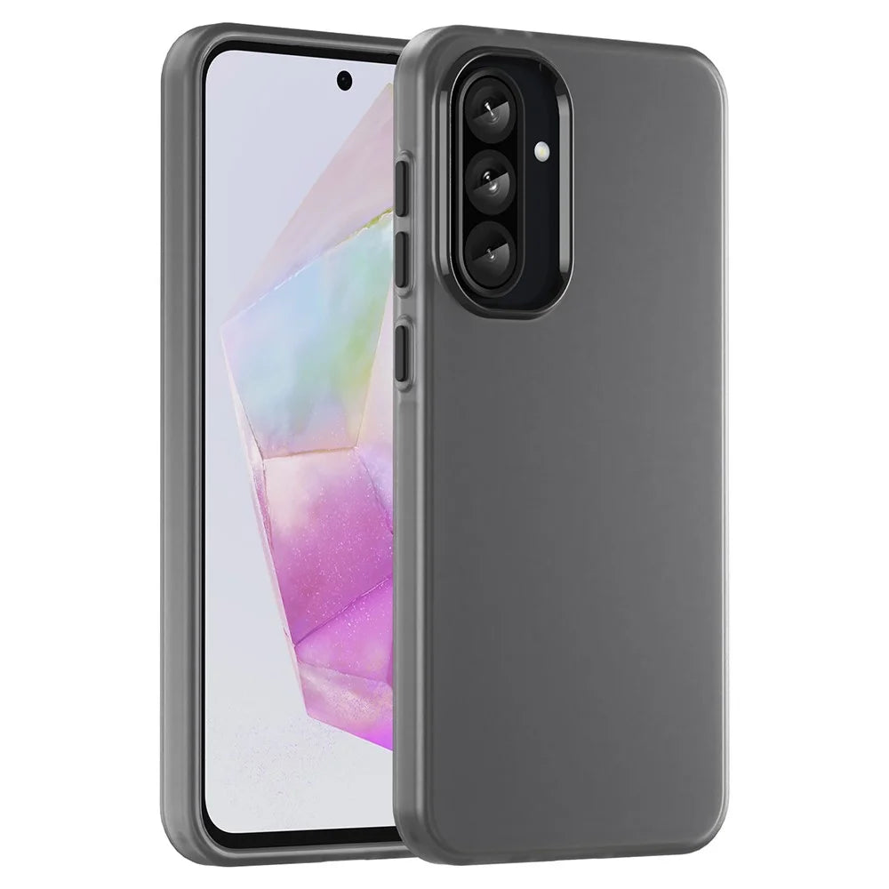 For Samsung Galaxy A15 4G / A15 5G Case TPU + PC Phone Back Cover Matte Translucent Design - Black - 1