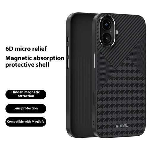 ABEEL For iPhone 16 Case Compatible with MagSafe Micro-Embossing PC TPU Aluminum Alloy Leather Phone Cover - 2