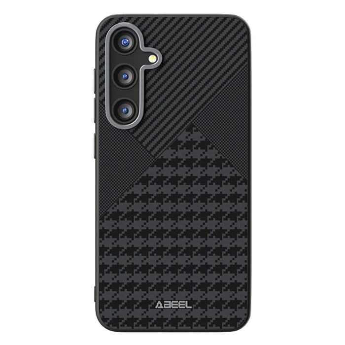 ABEEL For Samsung Galaxy S25 Case Magnetic Case Micro-Embossing PC TPU Aluminum Alloy Leather Phone Cover - 1
