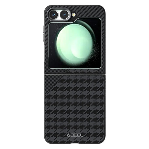 ABEEL For Samsung Galaxy Z Flip7 FE 5G / Z Flip6 5G Magnetic Case Micro-Embossing PC TPU Aluminum Alloy Leather Phone Cover - 1