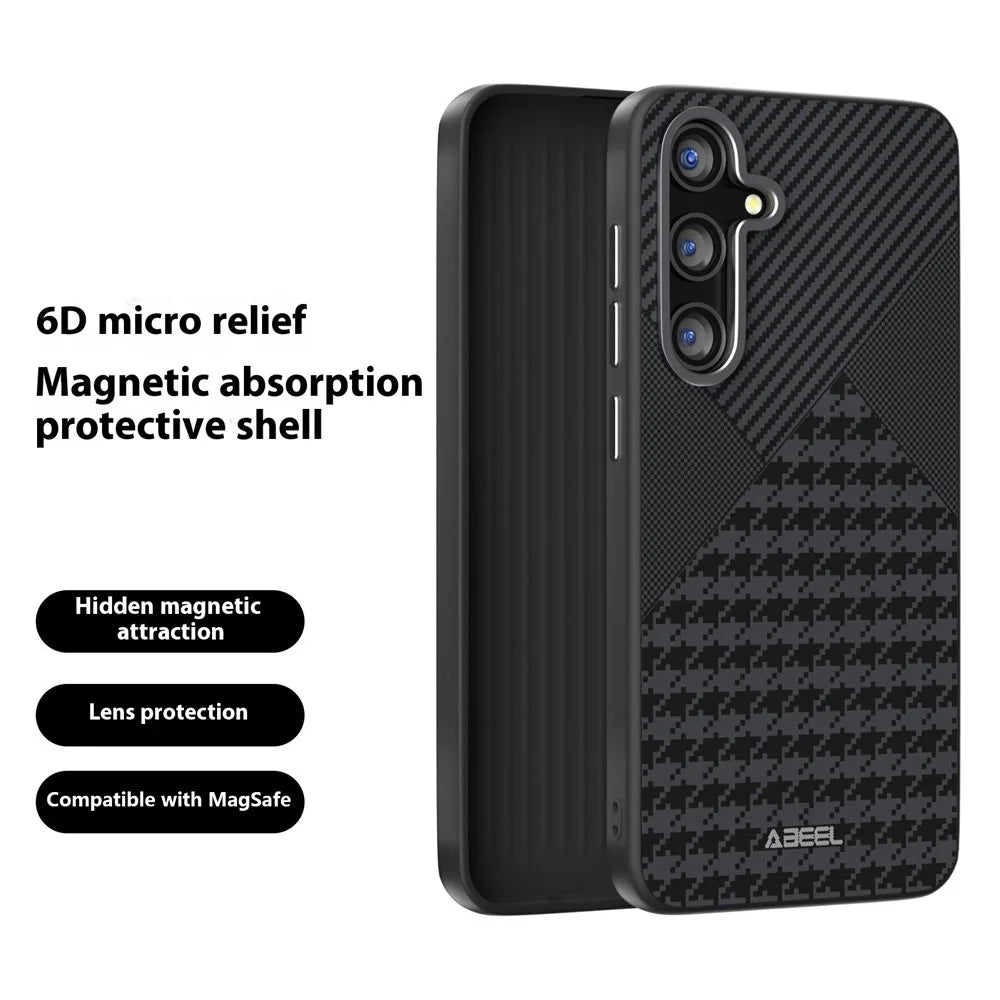 ABEEL For Samsung Galaxy S24 FE Magnetic Case PC TPU Aluminum Alloy PU Phone Back Cover - 2