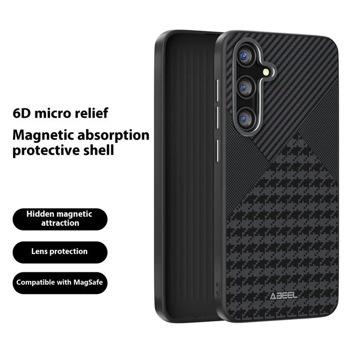 ABEEL For Samsung Galaxy S24 FE Magnetic Case PC TPU Aluminum Alloy PU Phone Back Cover - 2
