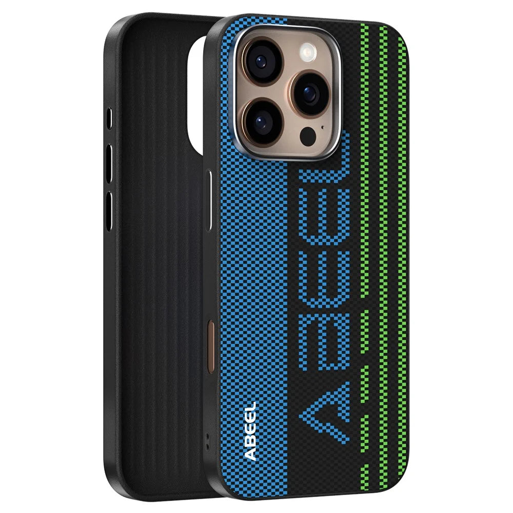 ABEEL For iPhone 16 Pro Case Compatible with MagSafe Micro-Embossing 6D Printed PC TPU Aluminum Alloy Leather Phone Cover - Outstanding No. 1 - 2