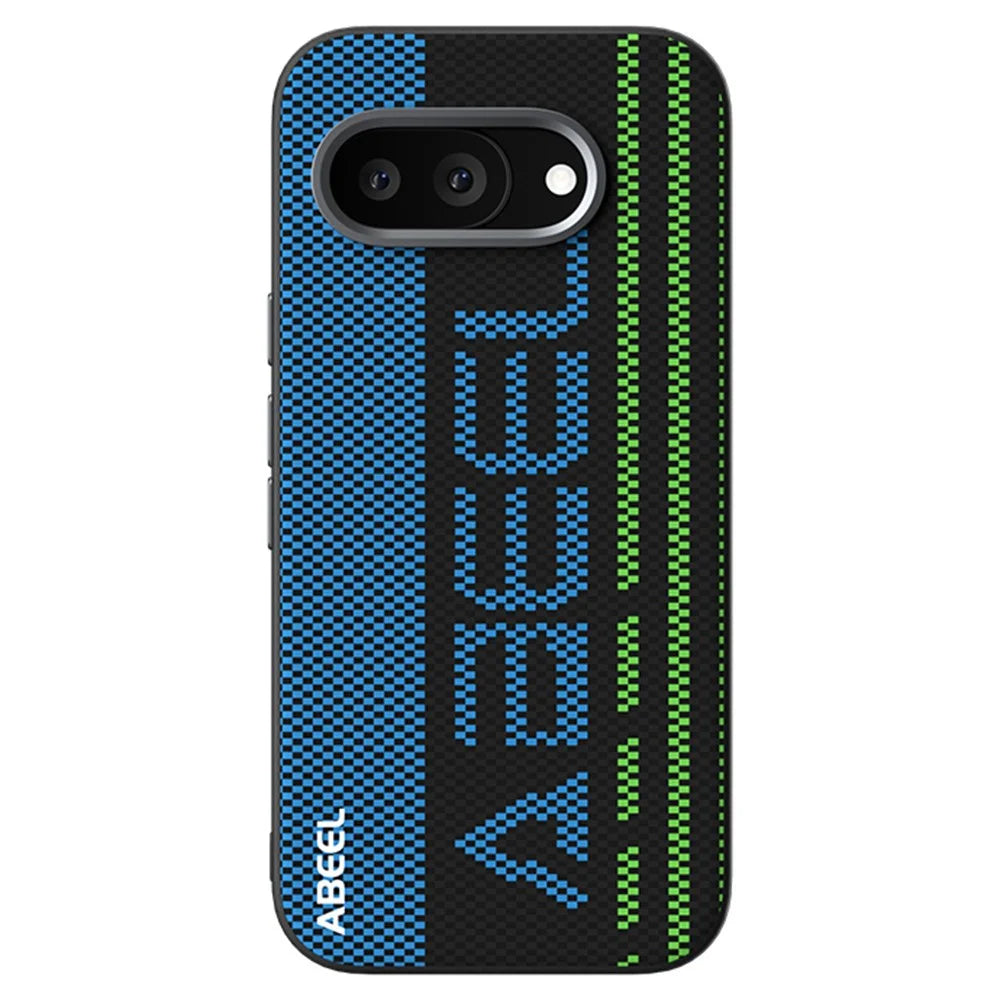 ABEEL For Google Pixel 9a Magnetic Case Micro-Embossing 6D Printed PC TPU Aluminum Alloy Leather Phone Cover - Outstanding No. 1 - 1