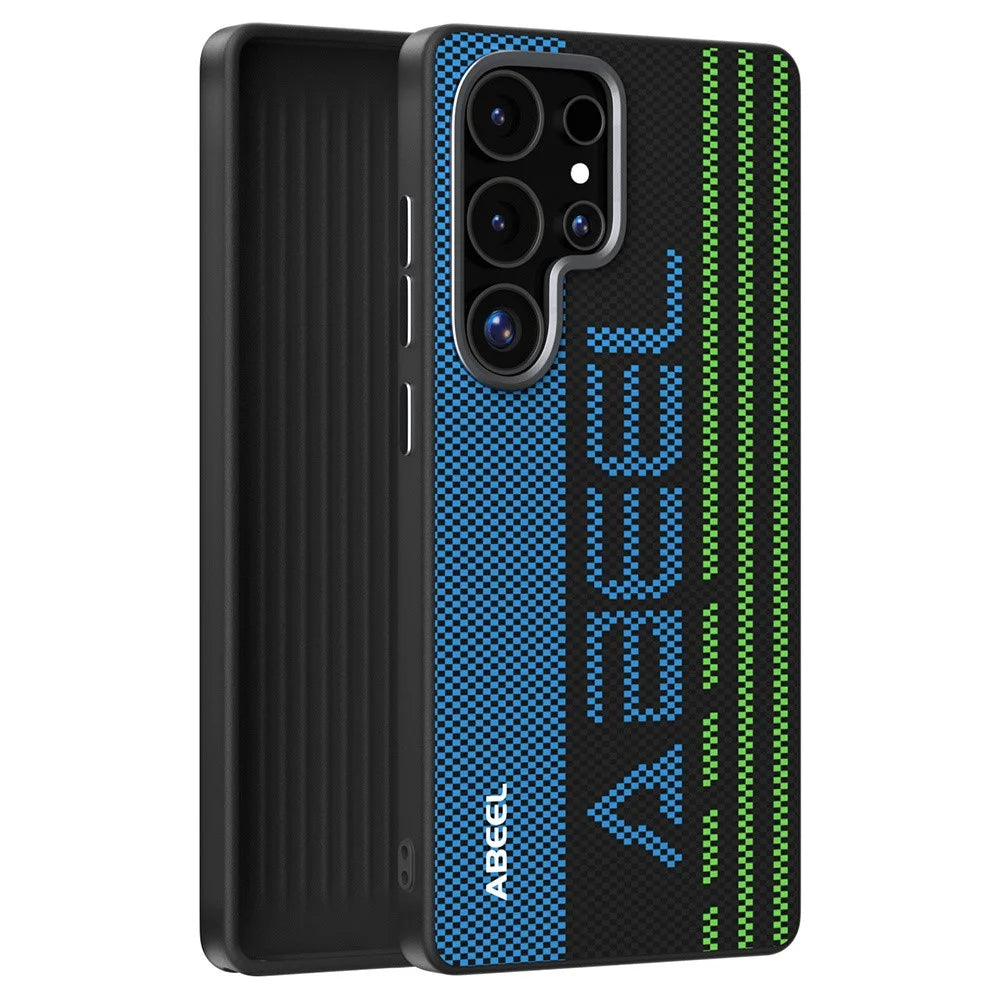 ABEEL For Samsung Galaxy S25 Ultra Magnetic Case Micro-Embossing 6D Printed PC TPU Aluminum Alloy Leather Phone Cover - Outstanding No. 1 - 2