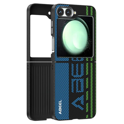 ABEEL For Samsung Galaxy Z Flip7 FE 5G / Z Flip6 5G Magnetic Case Micro-Embossing 6D Printed PC TPU Aluminum Alloy Leather Phone Cover - Outstanding No. 1 - 1