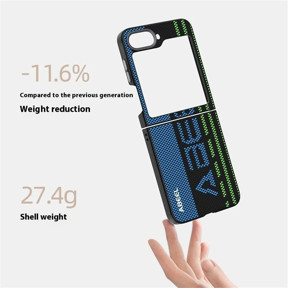 ABEEL For Samsung Galaxy Z Flip7 FE 5G / Z Flip6 5G Magnetic Case Micro-Embossing 6D Printed PC TPU Aluminum Alloy Leather Phone Cover - Outstanding No. 1 - 3
