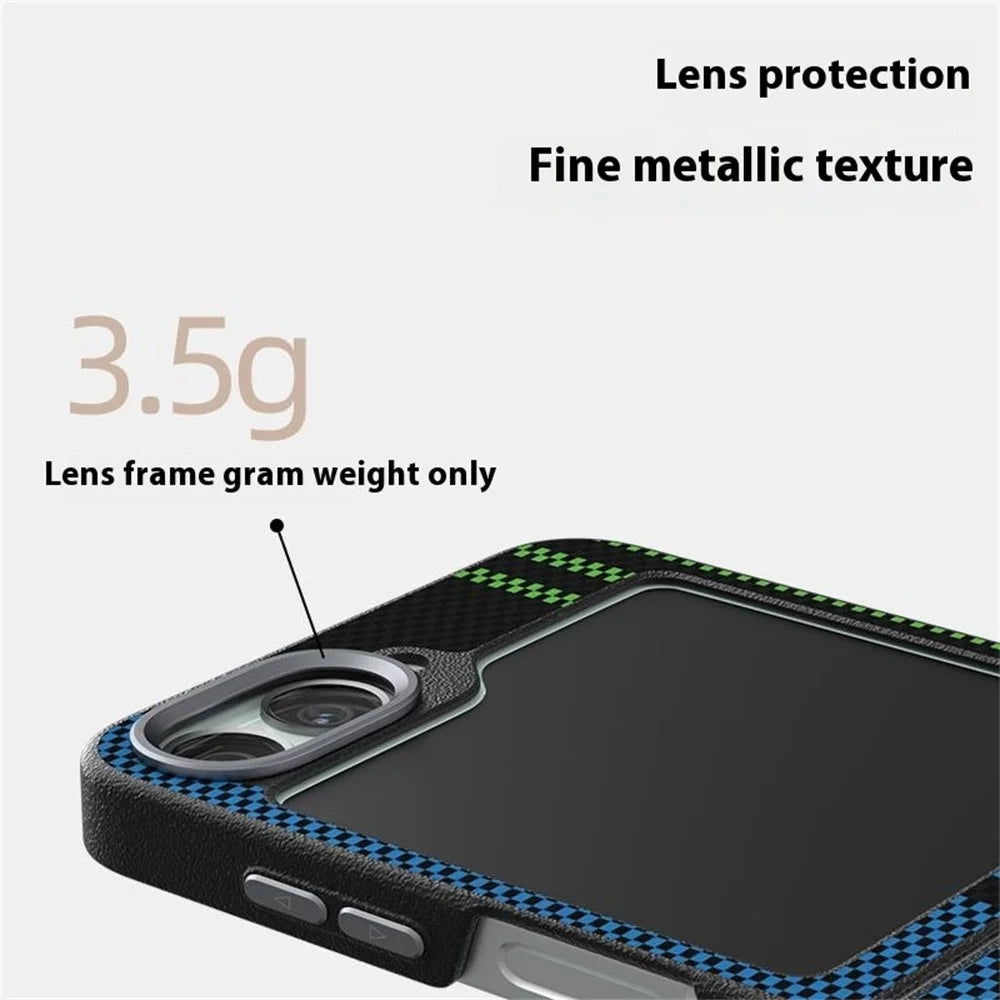 ABEEL For Samsung Galaxy Z Flip7 FE 5G / Z Flip6 5G Magnetic Case Micro-Embossing 6D Printed PC TPU Aluminum Alloy Leather Phone Cover - Outstanding No. 1 - 6