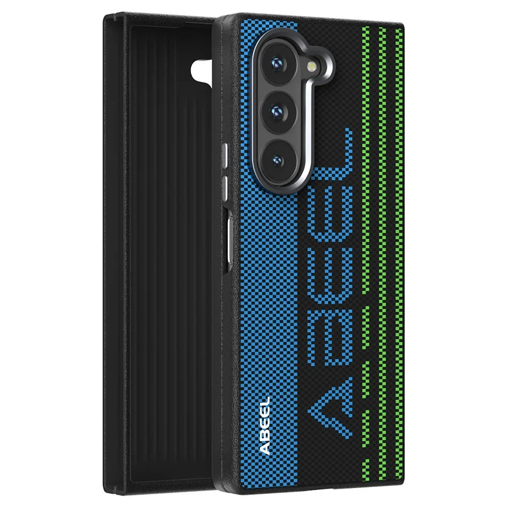 ABEEL For Samsung Galaxy Z Fold6 5G Magnetic Case Micro-Embossing 6D Printed PC TPU Aluminum Alloy Leather Phone Cover - Outstanding No. 1 - 2