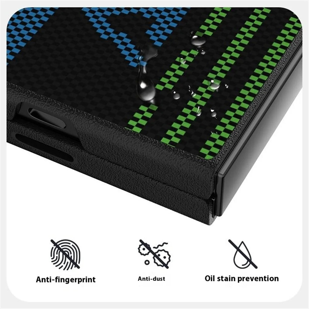 ABEEL For Samsung Galaxy Z Fold6 5G Magnetic Case Micro-Embossing 6D Printed PC TPU Aluminum Alloy Leather Phone Cover - Outstanding No. 1 - 4