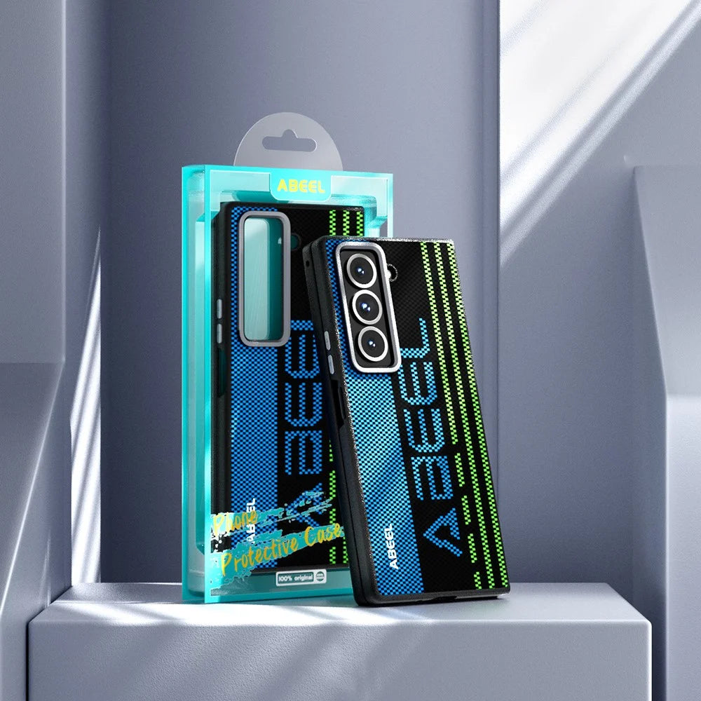 ABEEL For Samsung Galaxy Z Fold6 5G Magnetic Case Micro-Embossing 6D Printed PC TPU Aluminum Alloy Leather Phone Cover - Outstanding No. 1 - 7