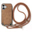 For iPhone 16 Retro Leather Phone Back Cover with Adjustable Strap - Brown - 2