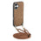 For iPhone 16 Plus Retro Leather Phone Back Cover with Adjustable Strap - Brown - 1