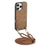 For iPhone 16 Pro Max Retro Leather Phone Back Cover with Adjustable Strap - Brown - 1