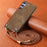 For Samsung Galaxy A55 5G Retro Leather Phone Back Cover with Adjustable Strap - Brown - 4