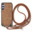 For Samsung Galaxy A14 4G / Galaxy A14 5G Retro Leather Phone Back Cover with Adjustable Strap - Brown - 2