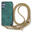 For Samsung Galaxy A05s 4G Retro Leather Phone Back Cover with Adjustable Strap - Green - 2