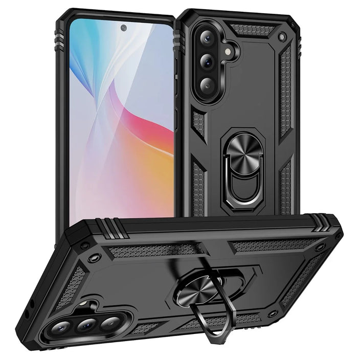 For Samsung Galaxy A56 5G Case PC + TPU Phone Cover with Kickstand - Black - 1