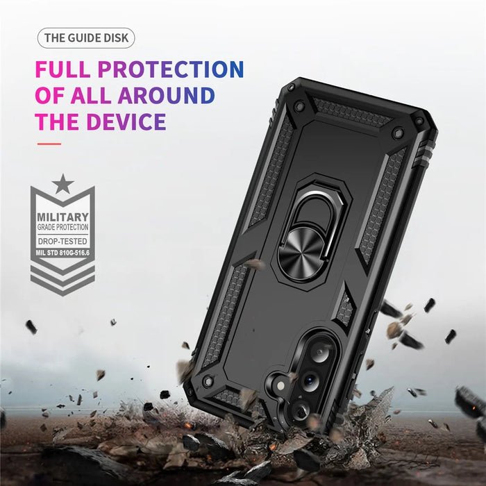 For Samsung Galaxy A56 5G Case PC + TPU Phone Cover with Kickstand - Black - 6