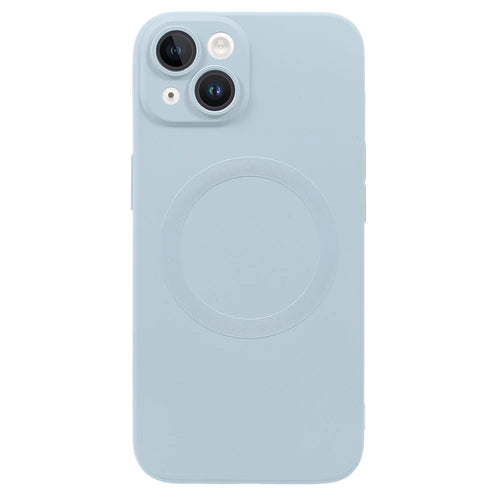 For iPhone 15 Case Compatible with MagSafe Liquid Silicone Phone Cover with Tempered Glass Lens Protector - Baby Blue - 1