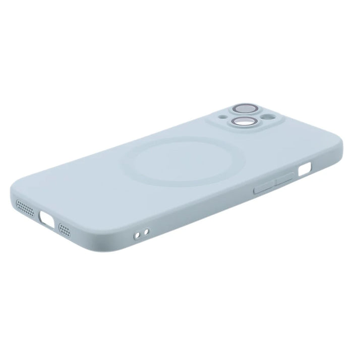 For iPhone 15 Case Compatible with MagSafe Liquid Silicone Phone Cover with Tempered Glass Lens Protector - Baby Blue - 3