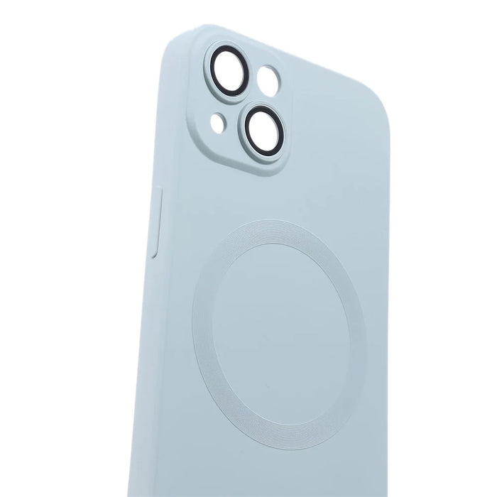 For iPhone 15 Case Compatible with MagSafe Liquid Silicone Phone Cover with Tempered Glass Lens Protector - Baby Blue - 5