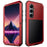 For Samsung Galaxy S25+ Case Silicone+Metal Phone Cover with PET Screen Protector - Red - 1