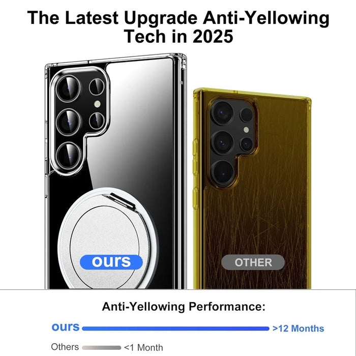 For Samsung Galaxy S24 Ultra Shockproof Case TPU PC Rotating Kickstand Clear Phone Cover - 7