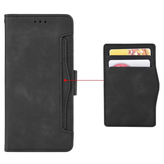 Anti-drop Cell Phone Cover For Google Pixel 7 Pro 5G, Multiple Card Slots PU Leather Wallet Case Dual Magnetic Clasp Phone Shell with Stand - Black - 4