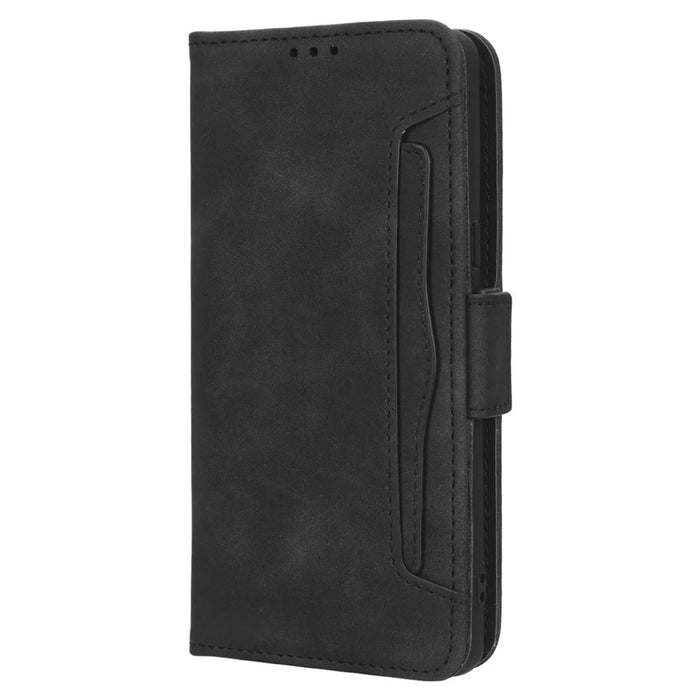 Anti-drop Cell Phone Cover For Google Pixel 7 Pro 5G, Multiple Card Slots PU Leather Wallet Case Dual Magnetic Clasp Phone Shell with Stand - Black - 7