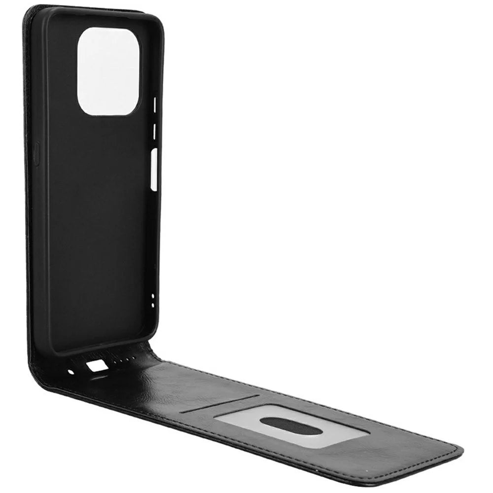 For Umidigi G9 5G  /  Note 90 Case with Card Slot Magnetic Vertical Flip Leather Phone Cover - Black - 4